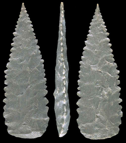 A gray quartzite Kimberley point.