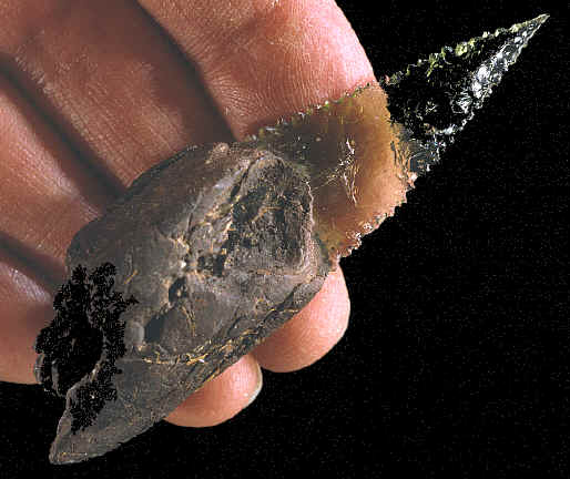 A Kimberley point made of glass.