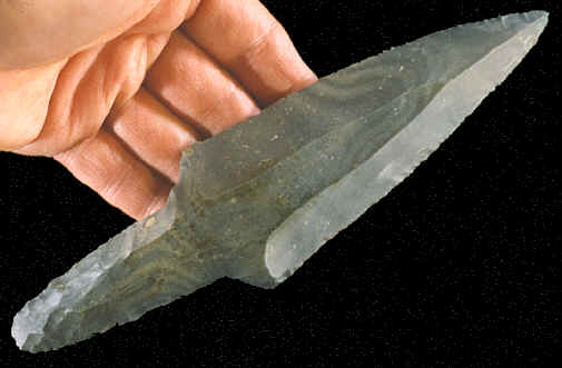 Mayan stemmed macro blade.