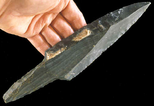 Mayan stemmed macro blade.