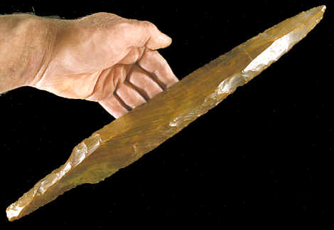 A very large Mayan stemmed macro blade.