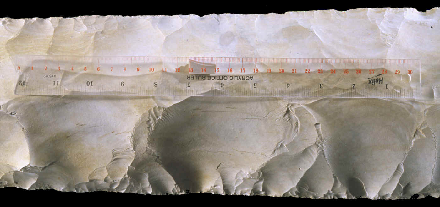 3 large flake removals on large Maya biface.