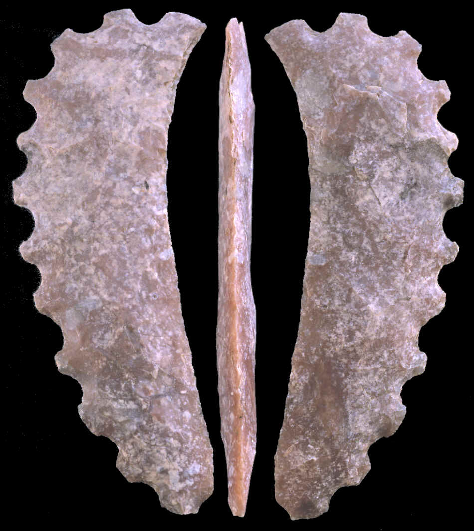 Mayan eccentric, serrated biface.