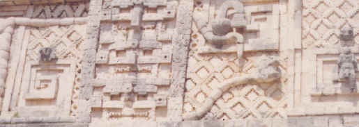 Decoration on western nunnery building at Uxmal.
