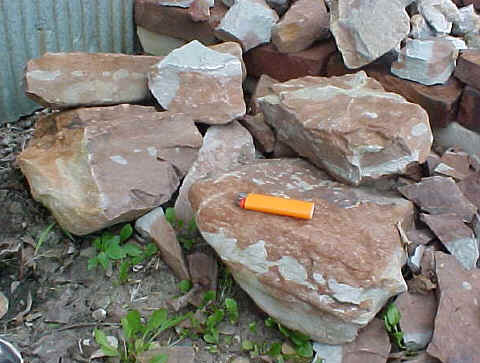 Chunks of raw pipestone from southern Illinois.