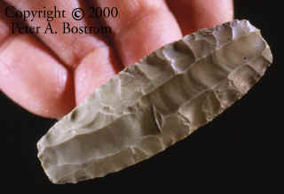 Mesa site micro-blade core showing blade removals.
