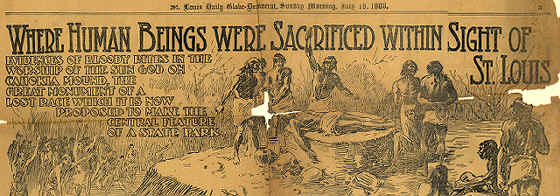 1909 St. Louis newspaper showing Indians sacrificing someone.