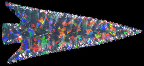 Synthetic opal arrow point made by Jim Hopper.