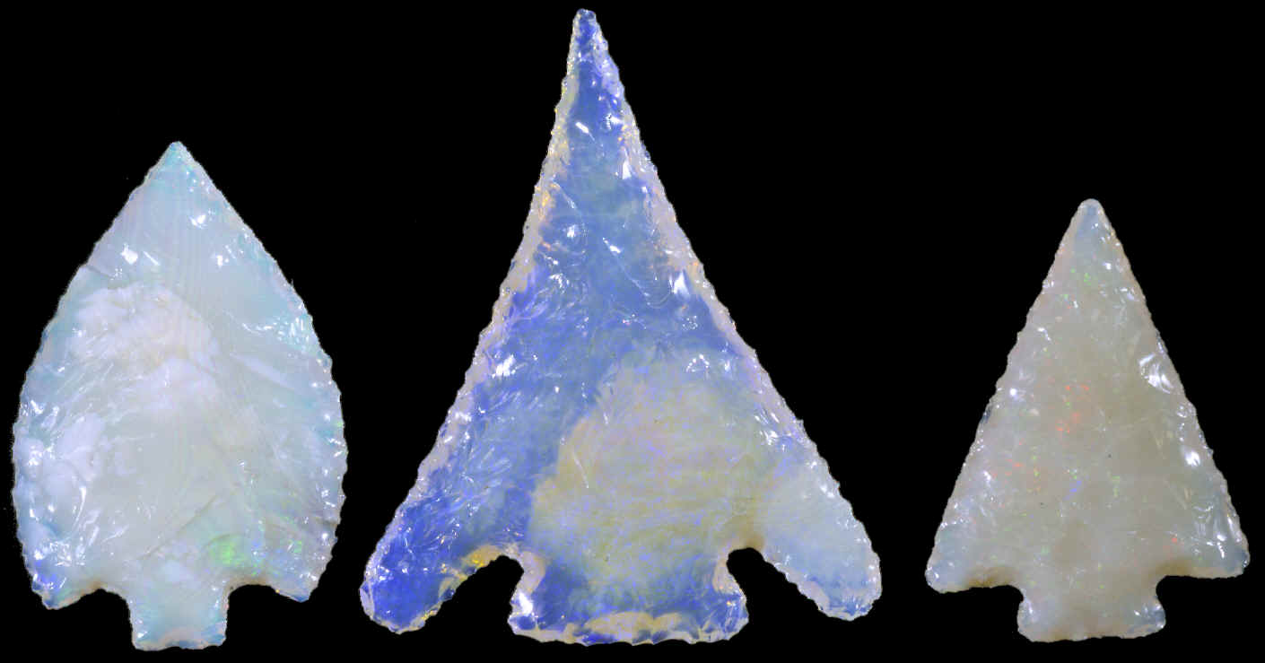 Three arrow points made from Australian opal.