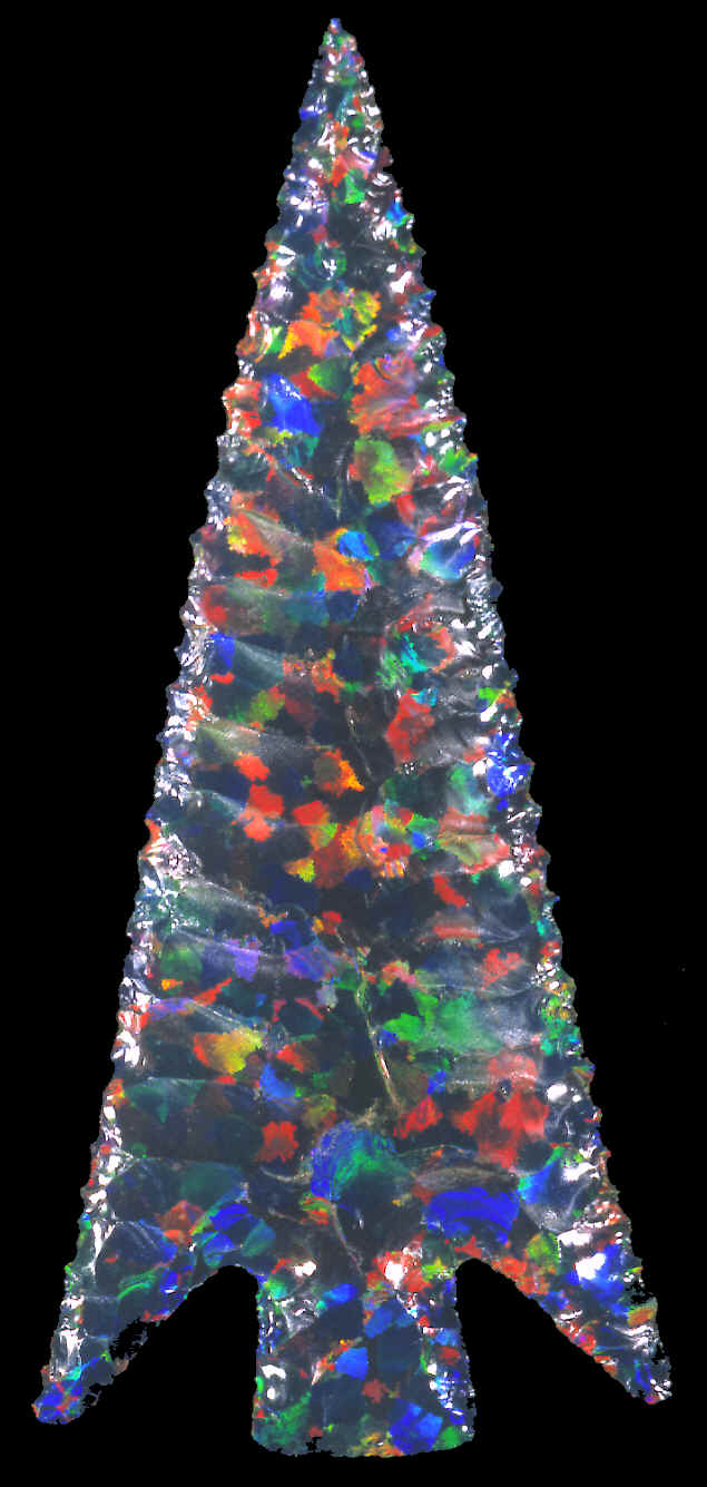 Synthetic opal arrow point made by Jim Hopper.