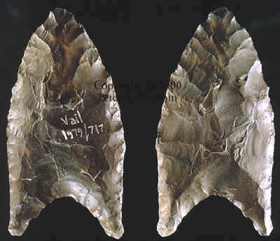 Double image of a resharpened fluted point from the Vail site.