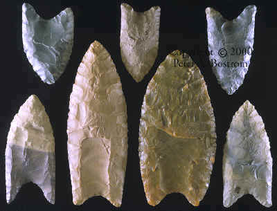 Group of seven fluted points from the Vail site.