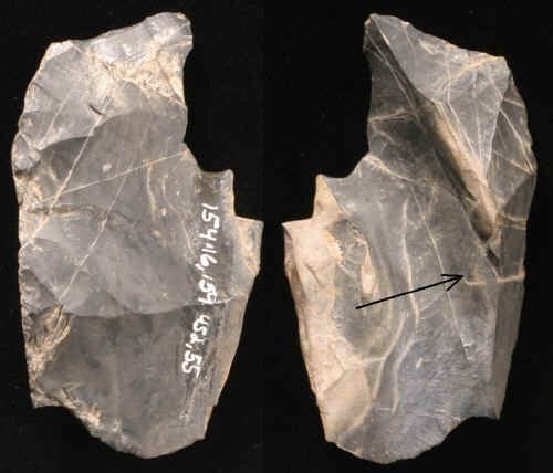 Overshot flake from the Windy City site in Maine.